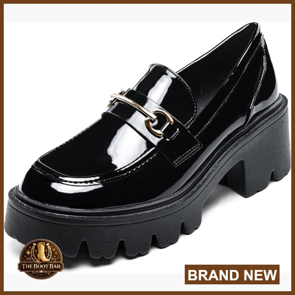 Chunky Platform Loafers, Comfortable Business Casual Shoes for Women